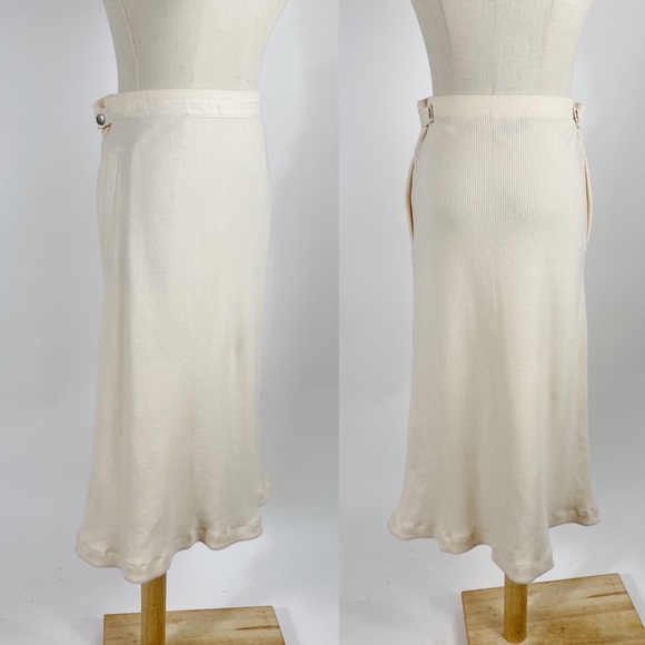 Paco Rabanne Dresses & Skirts - PACO RABANNE Ribbed Knit Wool Blend Cream Ivory Midi Skirt Womens Large (40)